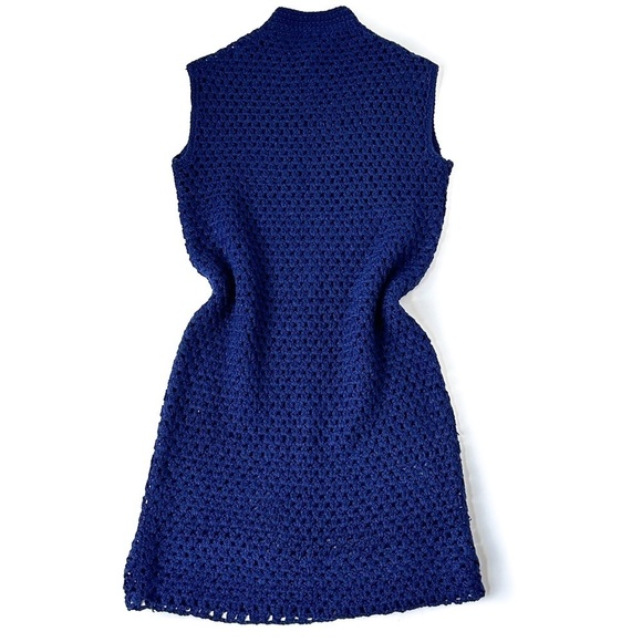 [SOLD] HAND-KNITTED Mock Turtleneck Sleeveless Sweater Dress / Sweater Vest - Picture 1 of 12